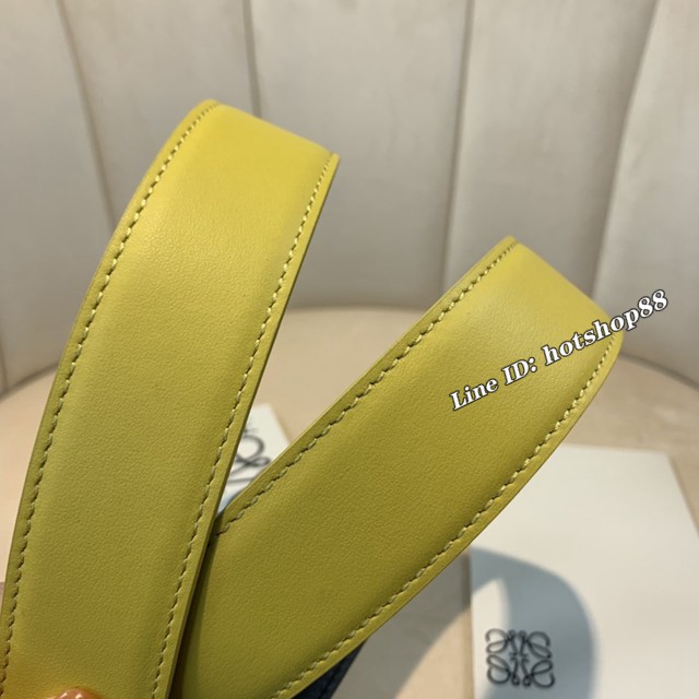 LOEWE女士皮帶 羅意威經典銅扣手掌紋雙面牛皮腰帶  jjp1809